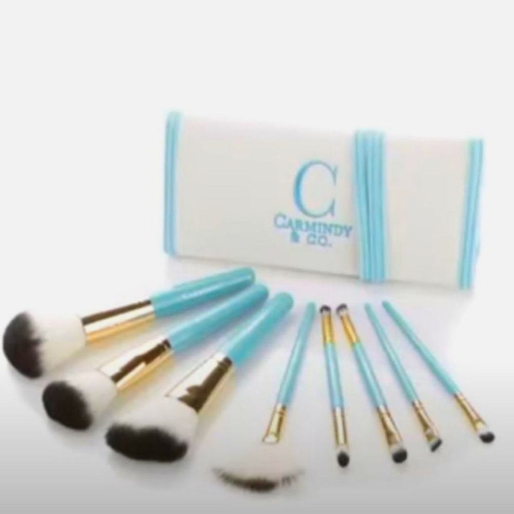 Blue and Gold Makeup Brush Set